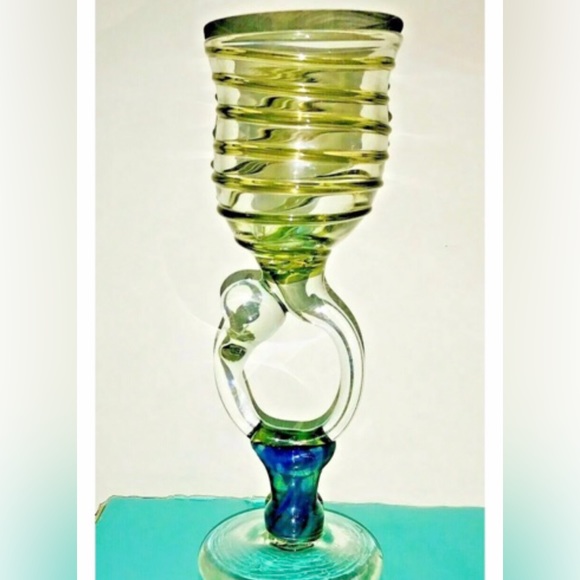 Vintage Peter Bramhall Hand Blown Goblet Chalice 3-19-1979 Original Owner - Picture 16 of 16